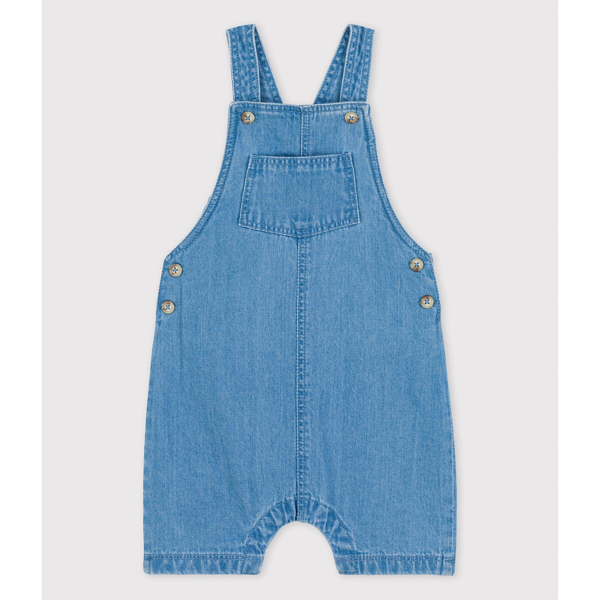 Petit Bateau Romper with Front Pocket Baby Blue/White-12 Months 1162009baby-boys 